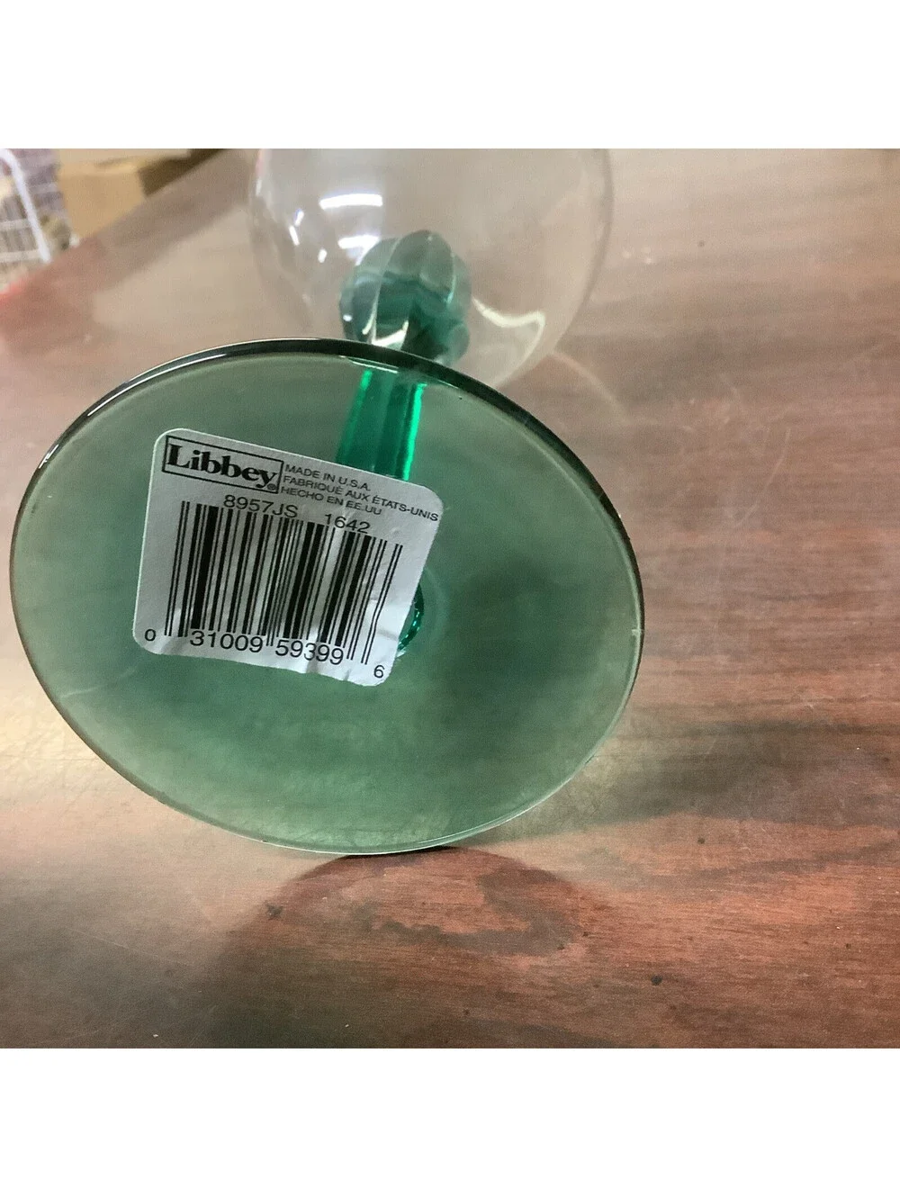 Libbey Domaine Juniper Water Wine Goblet 8” Green Base Tulip Glasses
